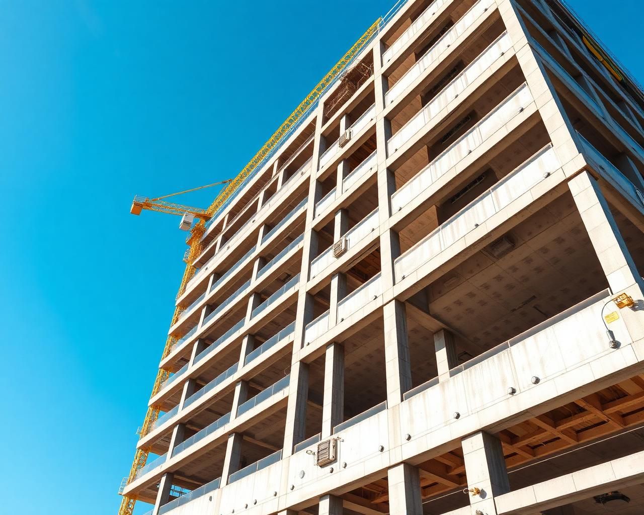Building under construction with crane in Oman