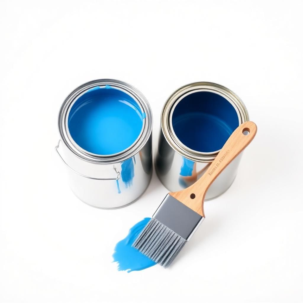 Paint cans and brush